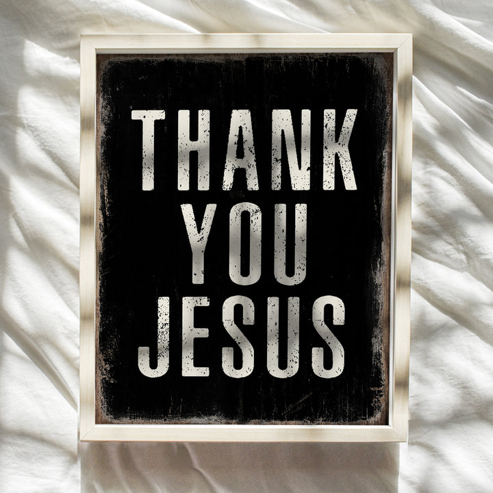 Jesus Decor - Jesus Wall Art - Thank You Wall Decor - Spiritual Catholic Christian Gifts for Men, Women - Religious Wall Decor - Positive Quotes Home, Room Decor - God Wall Decor - Faith Wall Art