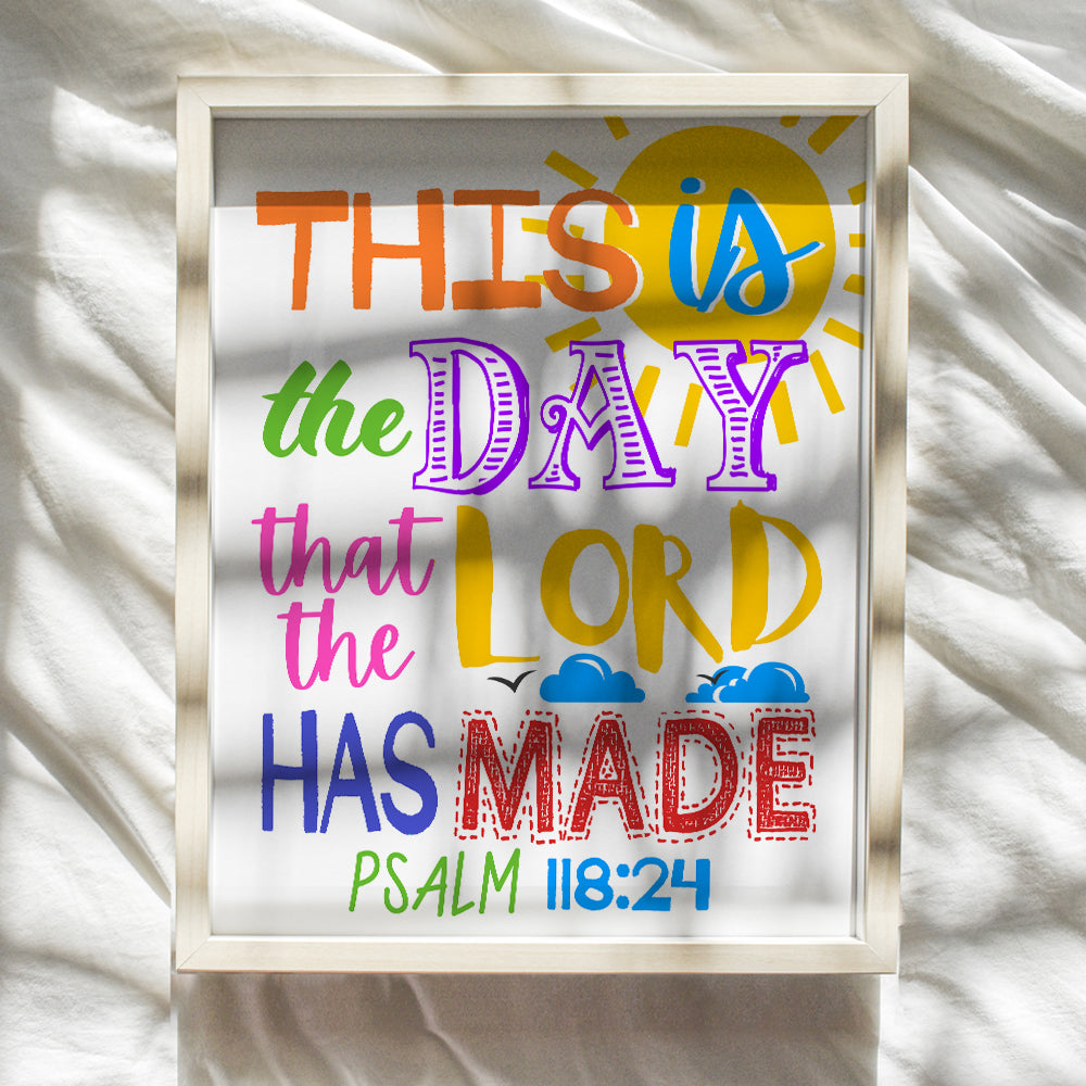 This is the Day the Lord Has Made Sign - Christian Wall Art Gifts - Religious Wall Decor - Bible Verse Wall Art - Scripture Wall Art - God Wall Decor - Ordained Minister Gifts - Pastor Gifts - Psalms