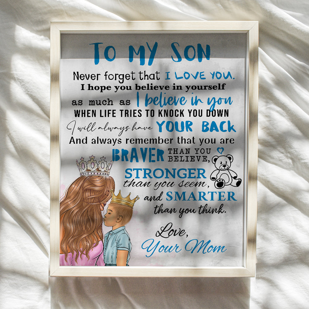 Boys Bedroom Decor - To My Son - Little Boys Room Decor - Wall Art for Boys - Blue Baby Boy Nursery Decor - Kids Room Decor - Mom Mother Son - Toddler Room Decor - Baby shower Gifts - Family Decor