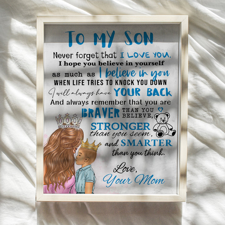 Boys Bedroom Decor - To My Son - Little Boys Room Decor - Wall Art for Boys - Blue Baby Boy Nursery Decor - Kids Room Decor - Mom Mother Son - Toddler Room Decor - Baby shower Gifts - Family Decor