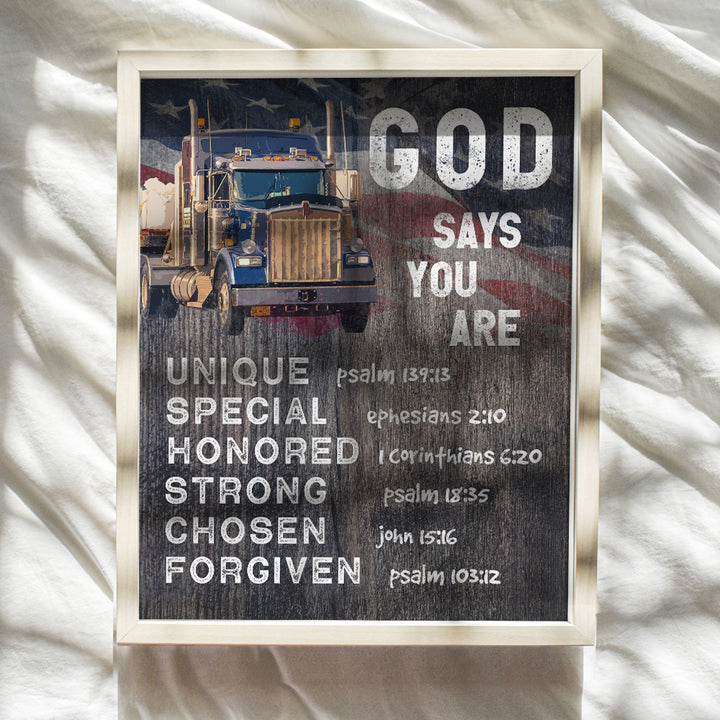 Rustic Patriotic Religious Wall Art - Christian Gifts for Men - God Says You Are Decor - Spiritual Inspirational Quotes - Holy Scripture Bible Verses - Country Wall Decor - Faith Wall Decor