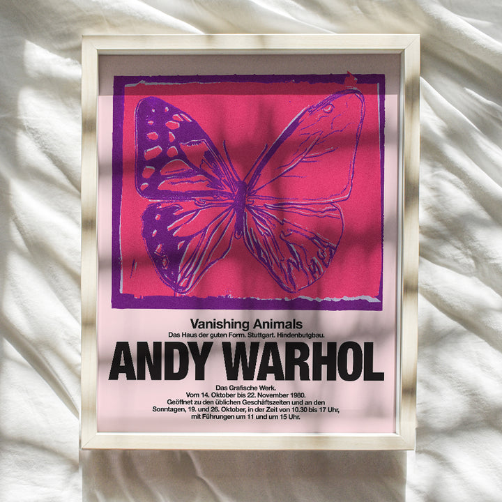 Andy Warhol Wall Art & Decor - Gallery Wall Art - Pop Art - Modern Wall Art - Contemporary Wall Art - Museum Poster - Pink Butterfly Picture Print - Living Room, Bedroom - Women, Housewarming Gift