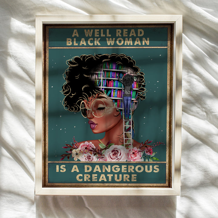 African American Wall Art & Decor - Black Art - African American Girl, Women - Motivational Poster - Inspirational Positive Quotes - Classroom Decor- Educational Wall Art- Teacher Gifts - Black Woman