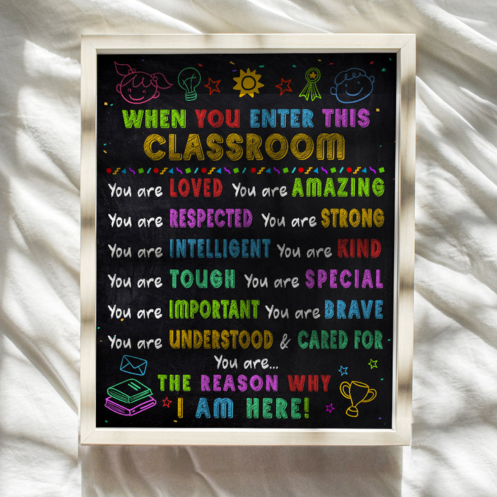 Classroom Decorations - Classroom Decor - Classroom Wall Art - Teacher Supplies - School Room Decor - Inspirational Educational Motivational Posters for Kids - Positive Affirmations for Kids - 8X10