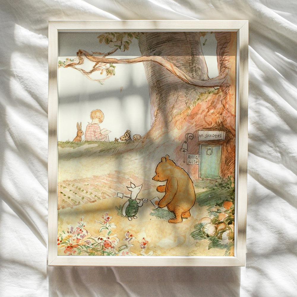 Baby shower Party Supplies - Vintage A. A. Milne Gifts - Winnie Pooh Wall Art Poster print - Home Decor Room decoration for Nursery, Toddler Girls Bedroom, Kids, Little Boys Room UNFRAMED