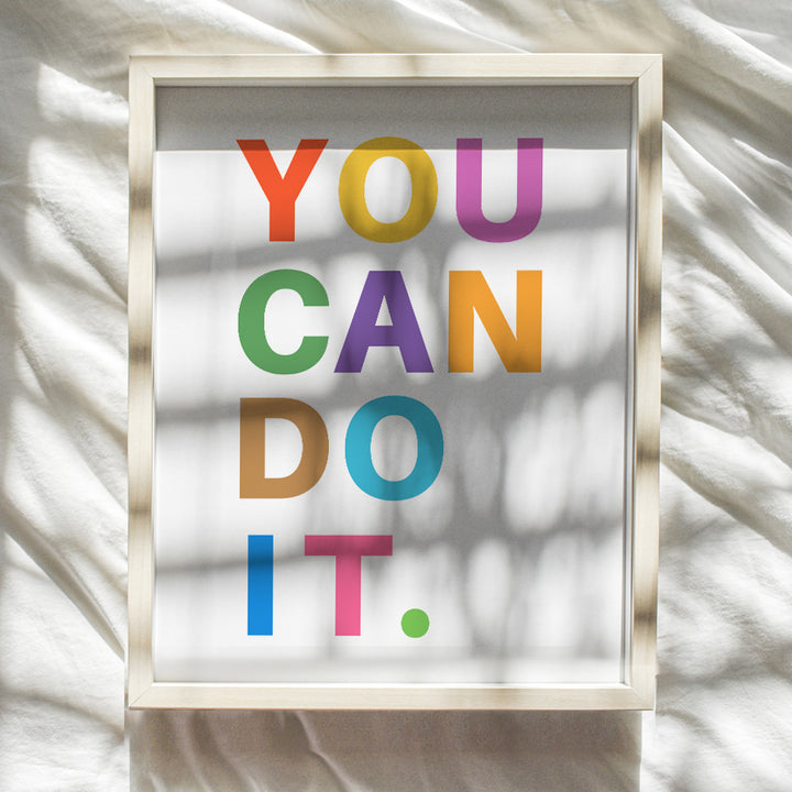 Classroom Decorations - Inspirational Wall Art Print - Bedroom Decor for Girls Boys Kids Room Office - Gift for Teachers Parents Entrepreneurs - Family Wall Art - Motivational poster - You Can Do It