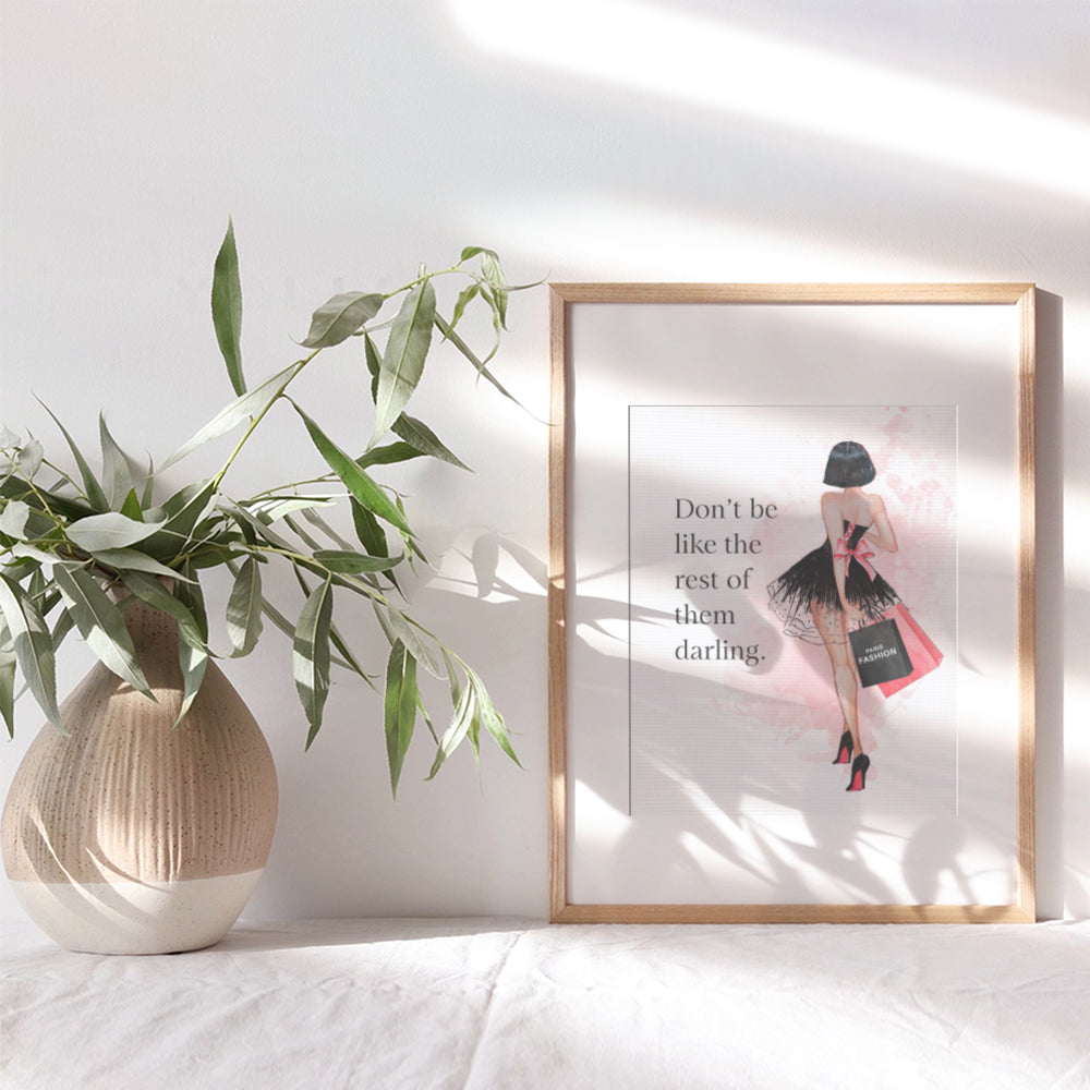 Inspirational Quotes Art - Glam Wall Decor for Women - Luxury Fashion Designer Art, Home Decoration - Couture Gift for Fashionista - Girls Bedroom, Teen Room Decor - positive affirmation