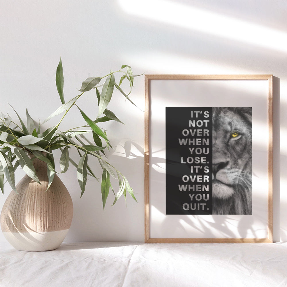 Office Wall Art For Men - Inspirational Wall Decor - Motivational quote - positive affirmation Wall Art - Gym Motivation Poster - Man cave Wall Decorations - Lion Wall Decor - LARGE Unframed