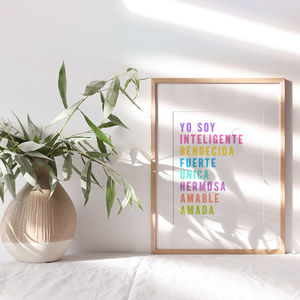 positive affirmation Spanish Wall Art & Decor - Inspirational Quotes for Girls, Women, Latinas - Decoracion de Pared - Motivational Wall Decor - Empowered Women - Hispanic Gifts - Unframed