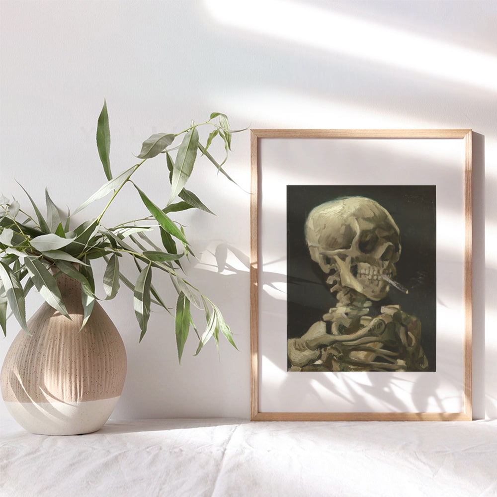 Gothic Vincent Van Gogh Art - DOPE Posters - Gothic Room Decor - Smoking Skeleton Art - Stoner Pothead Gifts - Creepy Goth Wall Art - Cannabis Decor - Ganja, Blunt - Skeleton Wall Art