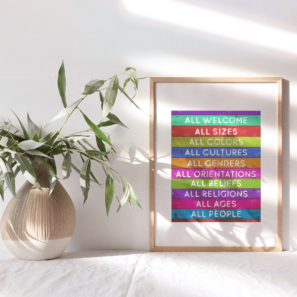 Welcome Sign - Liberal Wall Decor - Gift for LGBTQ, Queer, Gay, Bi, Lesbian, African American, Black, Latino, Democrats -Plaque Art Decoration Poster - Home, Office, Store, Bar -Unframed