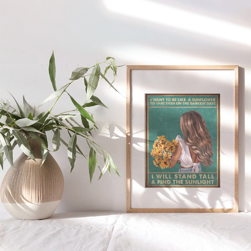 Bohemian Wall Art - Inspirational Quotes, Motivational poster - positive affirmation for Women - Teen Bedroom Decor - Boho-chic Home Decor - Gifts - Sunflower Wall Art - Sunflower Wall Decor