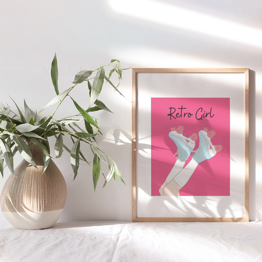 Vintage Retro Girls Room Decor - 60s 70s 80s Hot Pink Decor - Preppy Room Decor - Chic Wall Decor for Tween Teen Girls - Trendy Wall Decor - Cute Gifts for Women - Funky Maximalist Y2K Decor Aesthetic