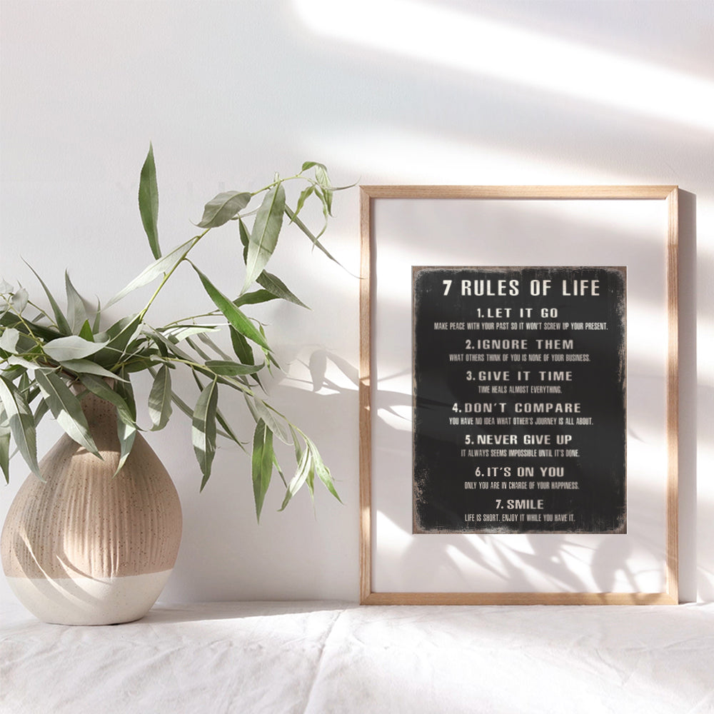 7 Rules of Life Wall Art 11x14 - Inspirational Quotes Wall Art - Motivational Wall Decor - positive Quotes - Inspirational Gifts for Women, Men, Classroom - Home Office, Living Room Decor Poster