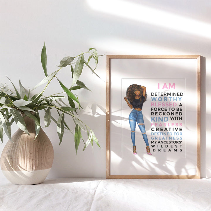 Inspirational Black Wall Art For Women - Empowering Quotes Home Decor Print for African American, Latino, Hispanic Girls Room, Teen Bedroom, Bathroom - Motivational poster, positive affirmation