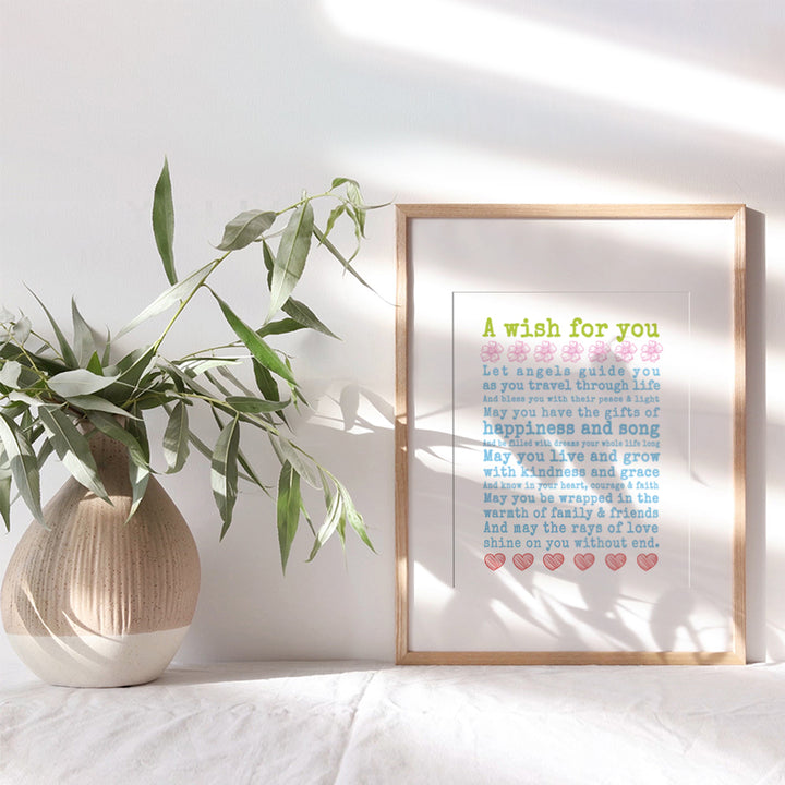 Inspirational Quote Angel Prayer - Girls, Little Boys, Toddler, Kids Room, Baby Nursery, Bedroom Decor for Daughter, Son - Housewarming Gift for Women - Sentimental Wall Art Decoration Picture Print