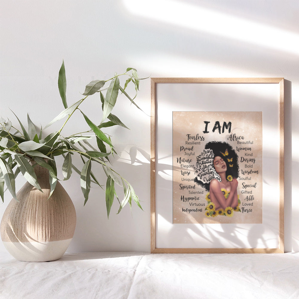 Black Girl Magic Positive Affirmations Wall Art - Black women Women's empowerment Motivational poster - Black Art - Afro African Americans Women - Inspiration Inspirational Wall Art & Decor UNFRAMED