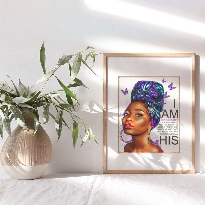 spiritual African American Wall Art - Scripture Motivational poster Bible Verse Wall Art - Religious Wall Decor - Christian Gifts for Black women, Girl - Women's empowerment Inspiration God Wall Decor