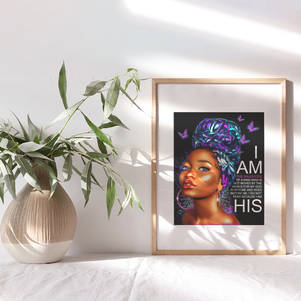 African American Wall Art - spiritual Scripture Motivational poster - Religious Wall Decor- Christian Gifts for Black women, Girl - Inspiration Women's empowerment God Wall Decor- Bible Verse Wall Art