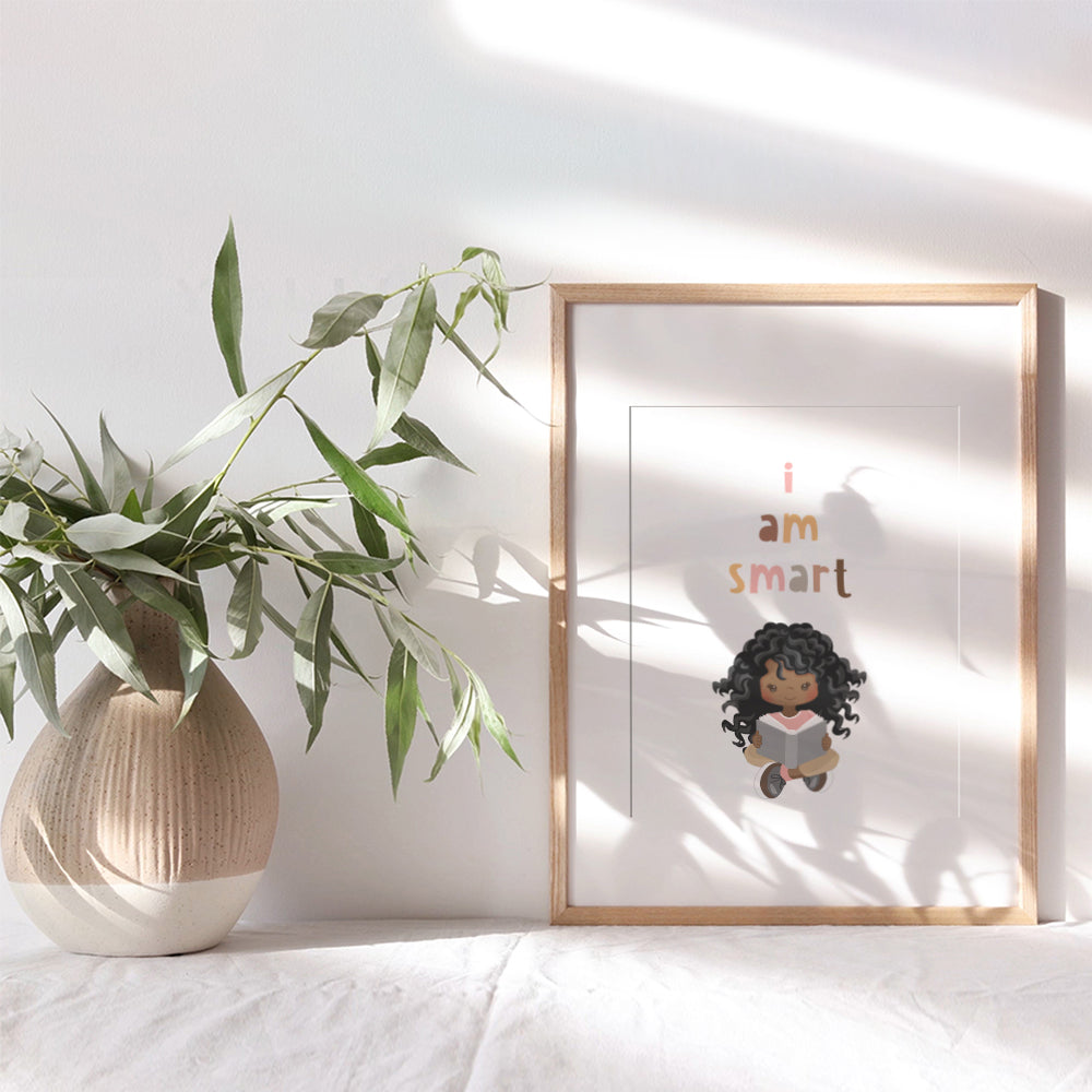 African American Girl - African American Wall Decor - Black Wall Art - Inspirational Quotes - Little Girls Bedroom Wall Decor - Positive Affirmations Wall Decor - Cute Baby Nursery Decoration