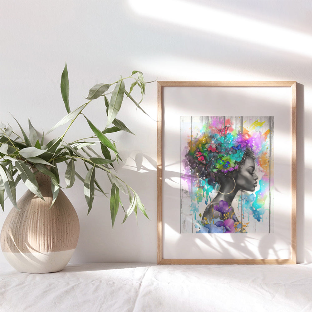 African-American art Black Art - Black Girl Magic Abstract Wall Decor - African American Wall Art - Shabby chic Modern Home Decor - Farmhouse Black Wall Art Aesthetic Bedroom Decor for Black women