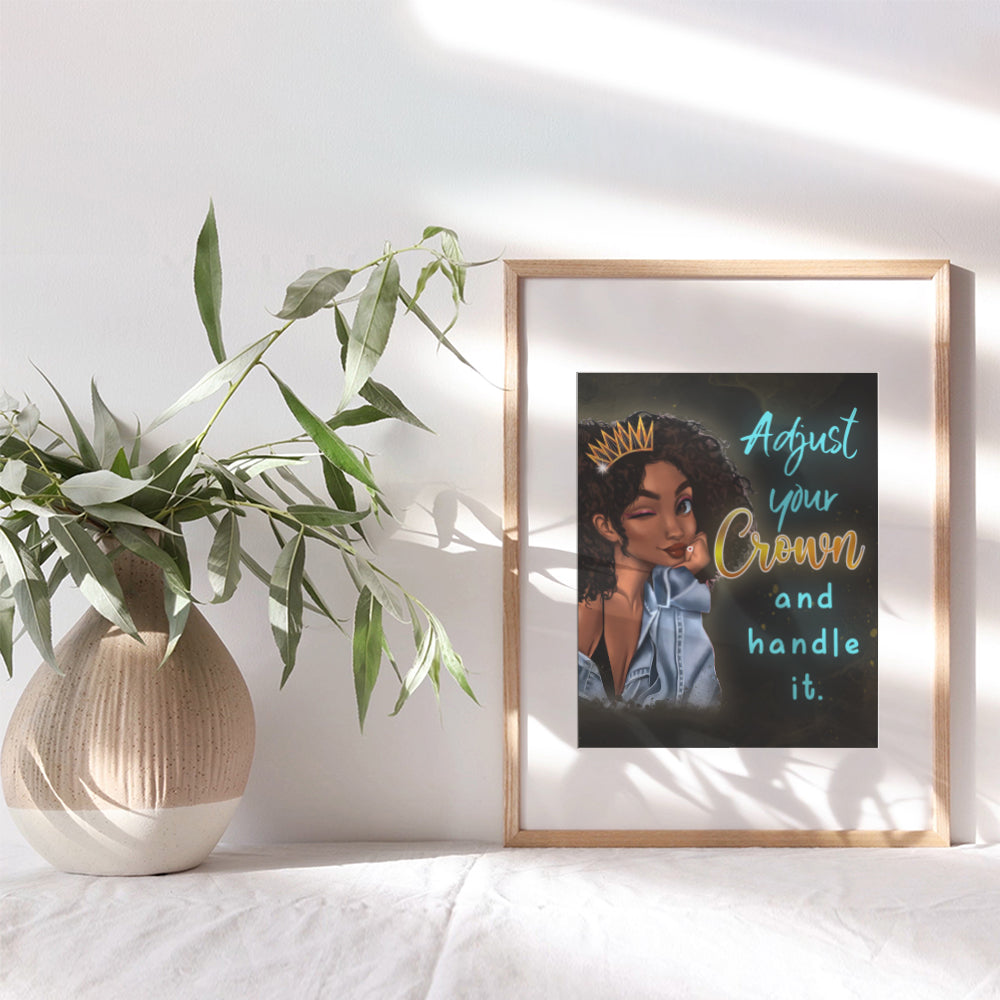 Inspirational quote Black Women Wall Art - Afro Girl, Black Queen - African American Wall Decor - Motivational Posters for Women - Uplifting Encouragement Gifts - Living room Girls Bedroom Home Office