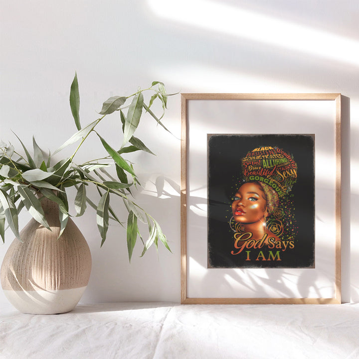 Black Art - African Americans Girl - African American Art - God Says You Are Wall Art - Afro Girl - spiritual Religious Wall Decor - Black women - Inspiration Christian Gifts - Yellowbird Art & Design