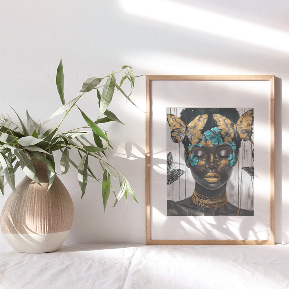 Black Girl African American Wall Art - Black and Gold Wall Decor - Black pride Poster - Black Girl Magic - African American Wall Decor - Black women Woman - Chic Home Decor, Glam Living room Decor