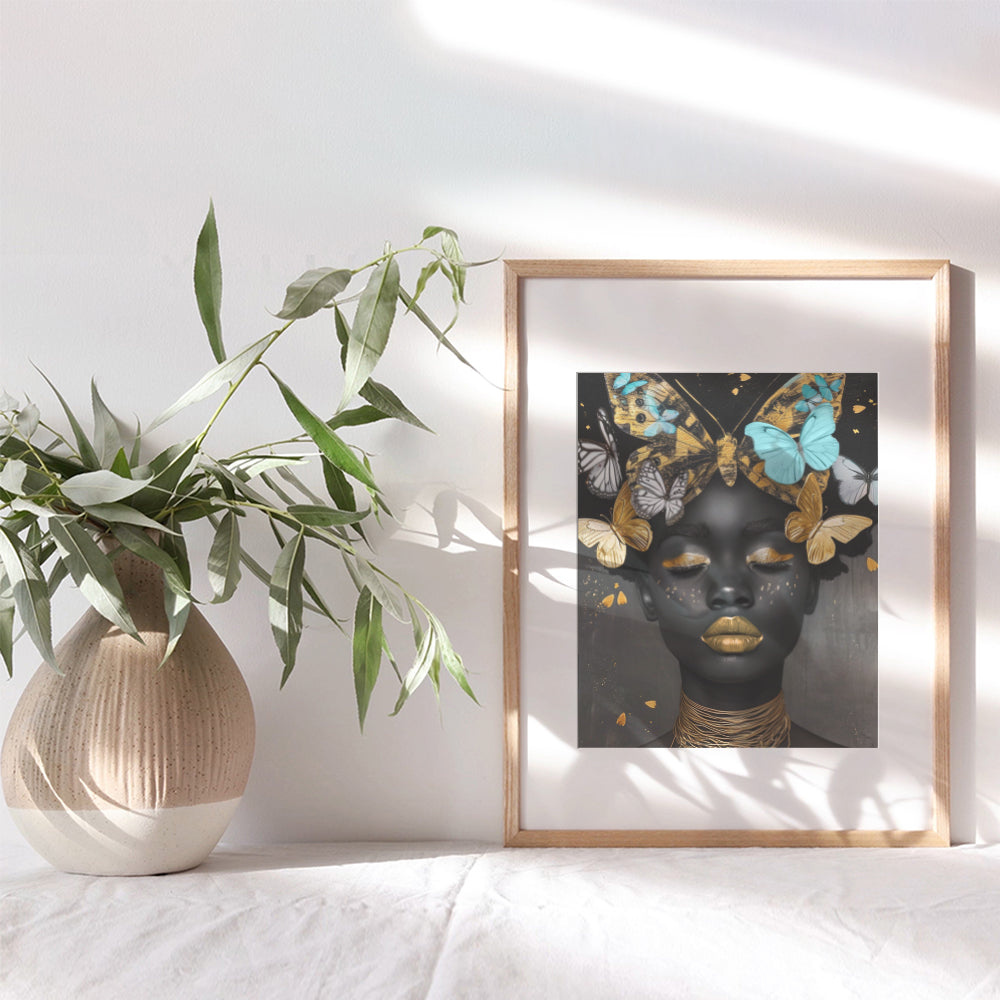 Black women African American Art - Glam Black and Gold, Black and Blue Wall Decor - Melanin Black pride Poster - Black Wall Art - African American Wall Decor - Black Girl Magic Chic Living room Decor