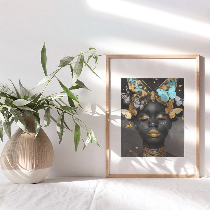 Black women African American Art - Glam Black and Gold, Black and Blue Wall Decor - Melanin Black pride Poster - Black Wall Art - African American Wall Decor - Black Girl Magic Chic Living room Decor