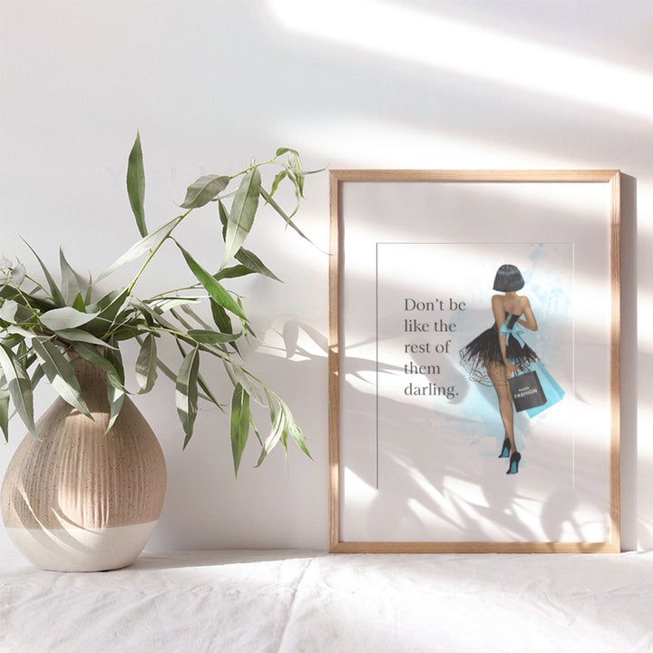 Inspirational Motivational Quote Wall Art - Luxury Gift for Black African Americans Woman, Girl, Teens Bedroom - Glam Wall Decor - Couture Fashion design - Positive Quotes - Blue Decor