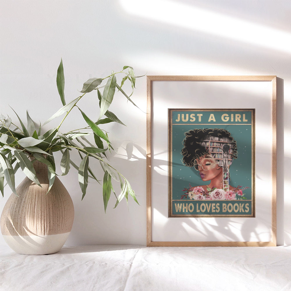 African American Wall Art - Positive Black Wall Art - Black Woman Poster - African American Girl, African American Women, Black Women - Motivational Wall Decor - Never Underestimate a Girl With a Book