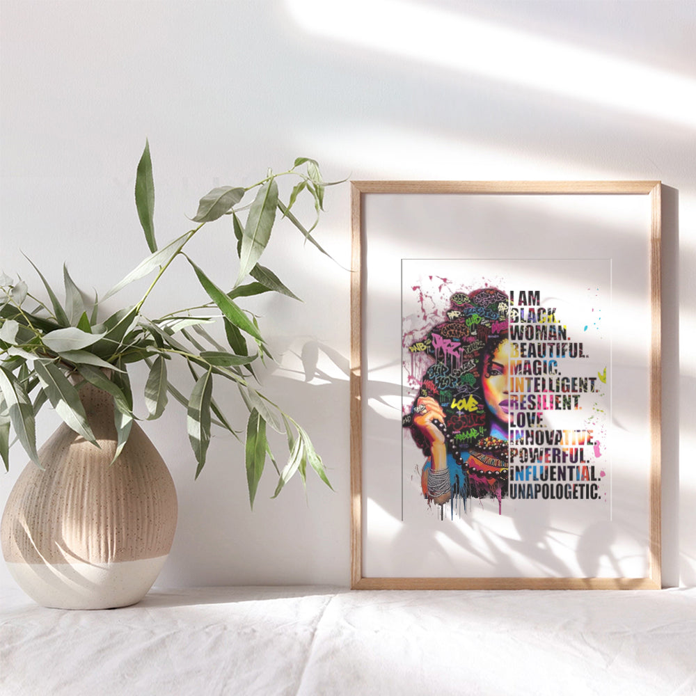 African American Wall Art - Afro-American Culture - Black Wall Art - Black Woman Poster - African American Women, Girls Gifts - Positive Affirmations - Uplifting Motivational Inspirational Sayings