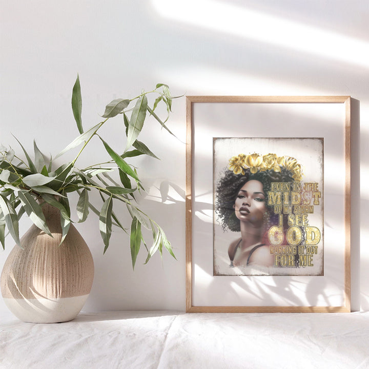 African Americans Inspirational quote - Black women Christian Art - Black Girl spiritual Gifts - Faith God Wall Decor - African American Wall Art - positive Quotes Inspiration Saying - religious Decor