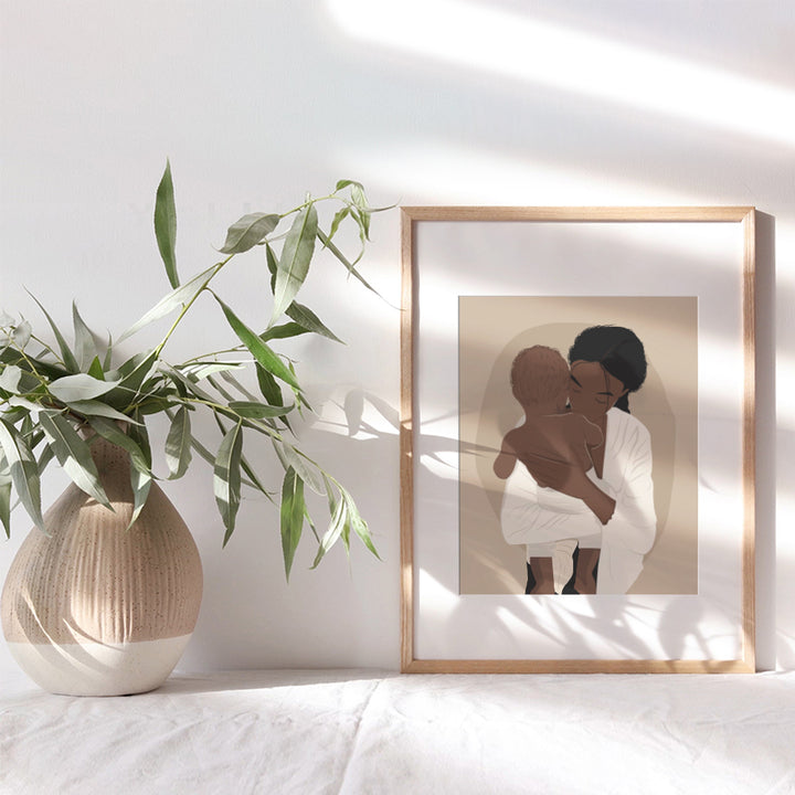 Baby Room Decor - Pregnancy Gifts- Mothers Day Gifts - Baby Shower Gifts for Black Woman, African American Women, Black Women, African American Woman - Baby Wall Art - Nursery Decor - Mom Wall Decor