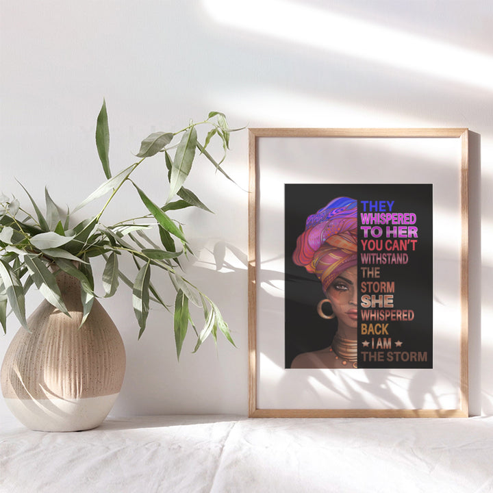 They Whispered to Her You Cannot Withstand The Storm - Black Art - African American Wall Decor for Women, Girls, Woman - Motivational Inspirational Positive Quotes - Uplifting Encouragement Gifts