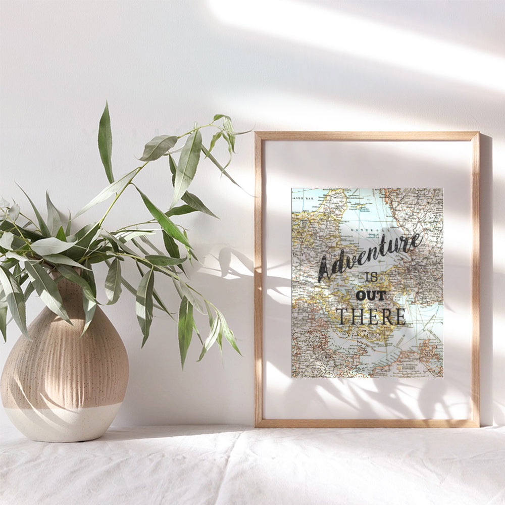 Adventure Is Out There - Motivational Wall Art Print - Inspirational Wall Art Poster - Chic Home Decor for Bedroom, Kitchen, Bathroom, Family, Kids, Teen Room, Office - Travel Gifts, 8x10