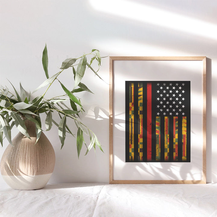 African American Pride Kente Flag - 8x10 Photo Poster - Patriotic Gift for Teacher, Civil Rights, Black Lives Matter Fans - Unique Classroom Wall Art - Unframed Picture Print