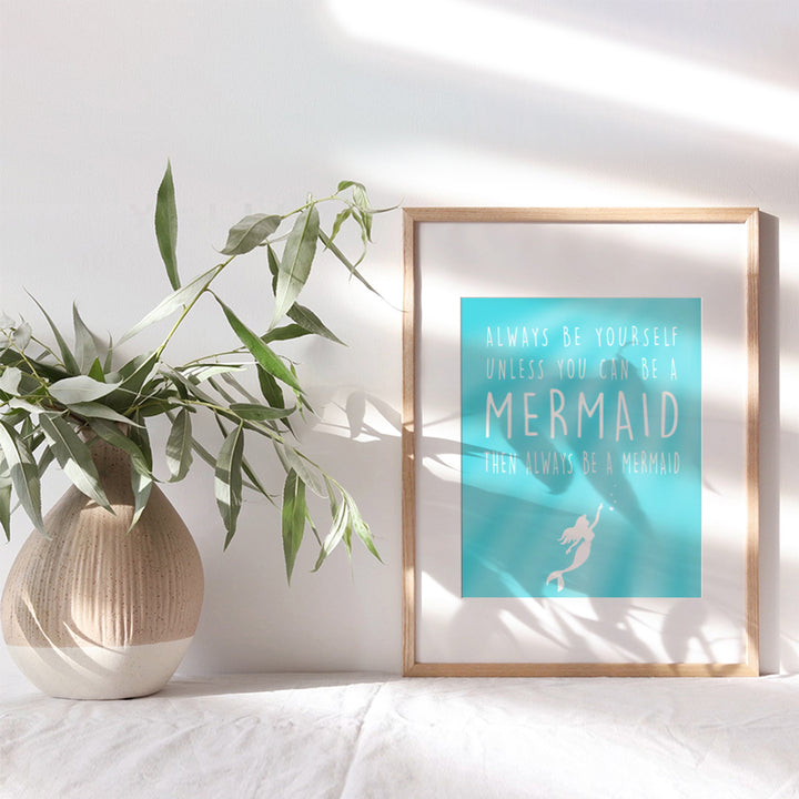 Mermaid Wall Decor - Mermaid Decor - Wall Art for Bedroom, Living Room Girls Room - Mermaid Party Decoration or Gift - Nautical, Ocean, Sea, Beach House Decor - 8x10 UNFRAMED Poster Print