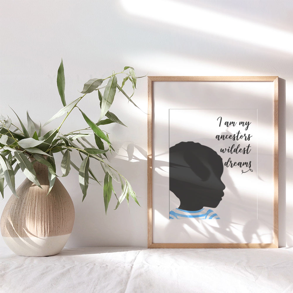 African American Little Boys Room Decor - 8x10 Black Wall Art Poster - Inspirational Boys Bedroom Decor - Son Gift - Motivational Afro American Home Decoration for Nursery, Toddler Boys, Kids Room