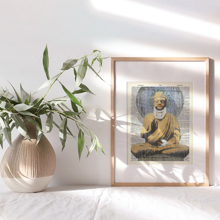 Banksy Buddha Graffiti Wall Decor Picture - Funny Contemporary Street Art for Home, Apartment, Bedroom, Bathroom, Office, Yoga Studio, Gym - Gift for Zen Buddhist Meditation Fans - 8x10 Poster Print