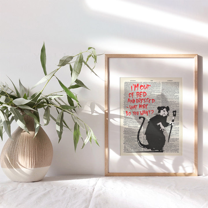 Banksy Graffiti Rat Wall Decor, Street Art - Funny Urban Style Decoration Picture for Home, Apartment, Living Room, Bedroom, Bathroom, Bath - Great Gift - 8x10 Poster Print