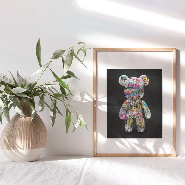 Banksy Graffiti Wall Art, Funky Decor - Cute Aesthetic Room Decor - Bear Wall Decor, Urban Home Decor - Eclectic Wall Decor- Cool Wall Decor, Modern art - Trendy wall decor Pop art - Maximalist Decor