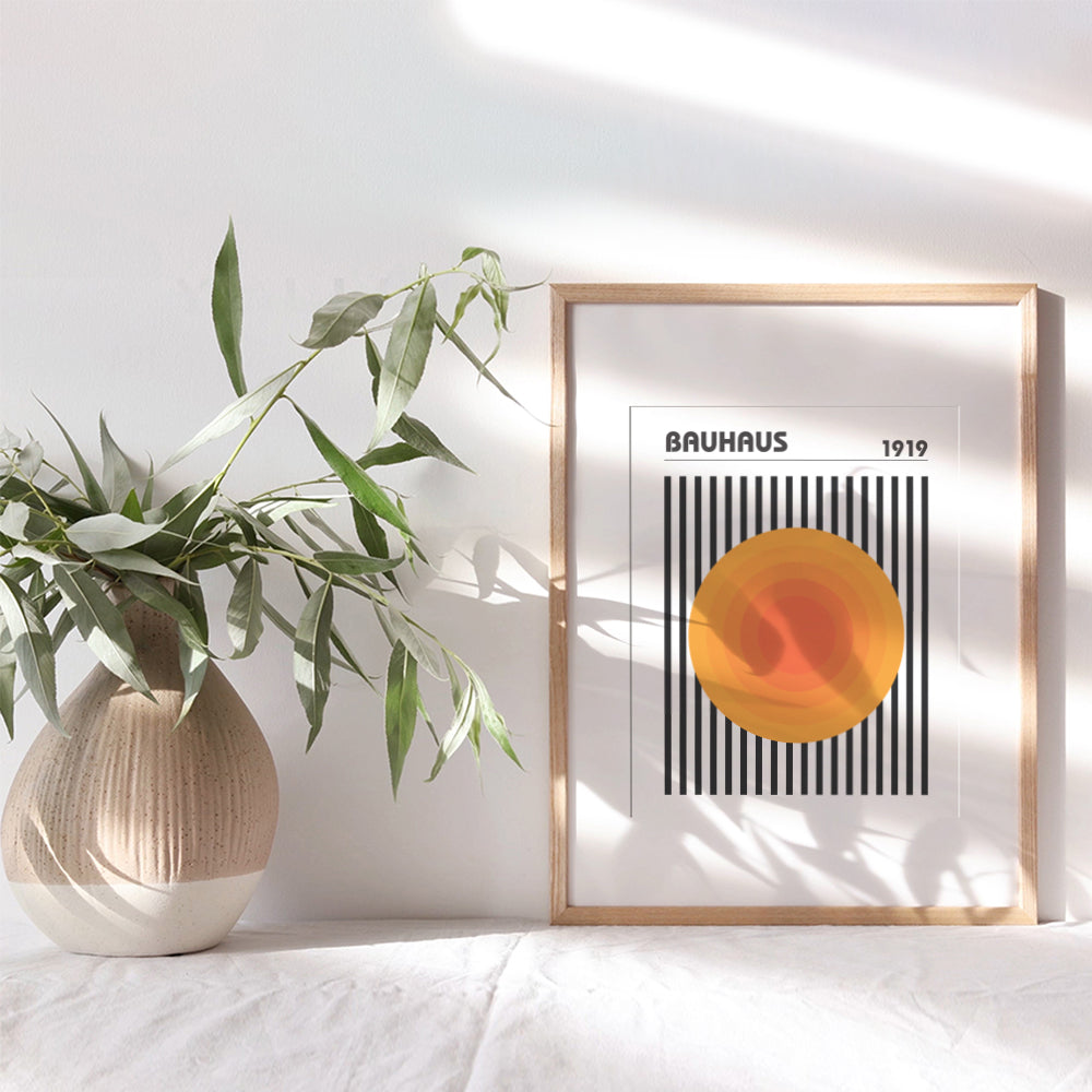 Mid-century modern Bauhaus Art - Burnt Orange Geometric Wall Decor Living room - Retro Vintage Minimalist Wall Art - Abstract Art Home Decor Bedroom Wall Decor - Gallery Style Line art Bauhaus Poster