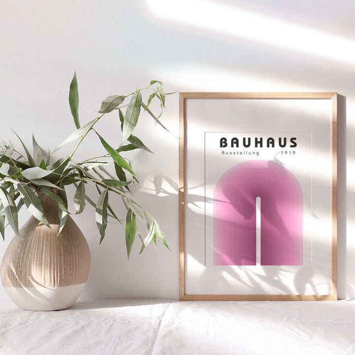 Bauhaus Art Geometric Wall Decor - Minimalism Style Gallery Wall Art - Mid-century modern Abstract Wall Art - Pink Mid Century Modern Vintage Retro Wall Decor - Minimalist Aesthetic Bauhaus Wall Art