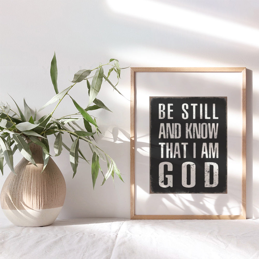 God Wall Art & Decor - Be Still And Know That I Am God - Mens Christian Wall Decor- Religious Wall Art - Bible Verses Wall Decor - spiritual Gifts - Living room, Office, Man cave, Bedroom, Family Room