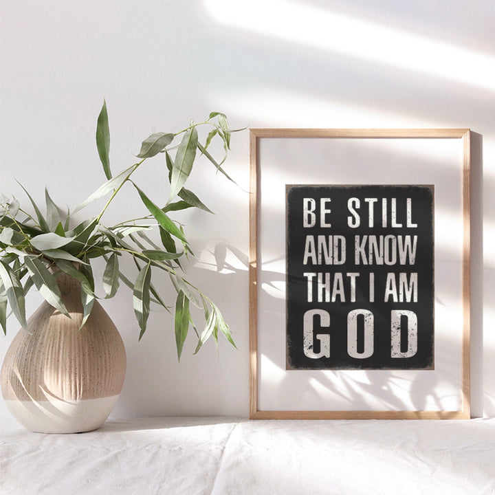 God Wall Art & Decor - Be Still And Know That I Am God - Mens Christian Wall Decor- Religious Wall Art - Bible Verses Wall Decor - spiritual Gifts - Living room, Office, Man cave, Bedroom, Family Room