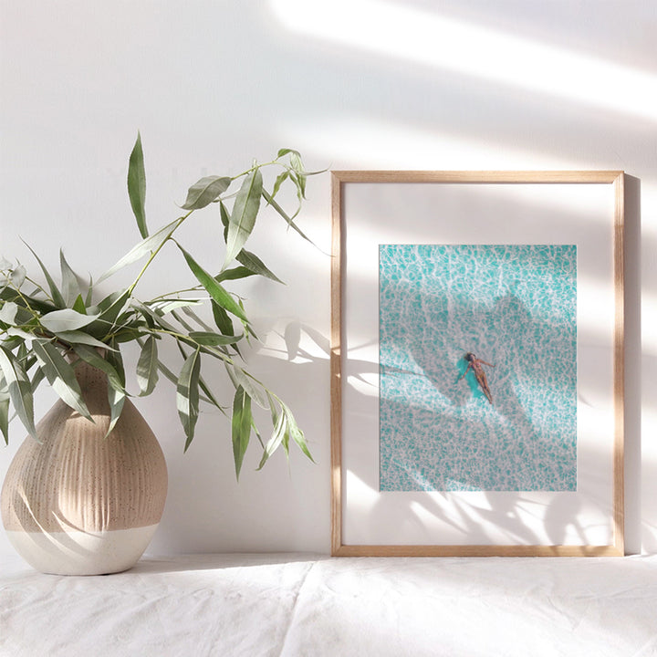 Woman in Tropical Ocean Picture - Beach Wall Art, Home Decoration, Decor for Bathroom, Bath, Restroom, Powder Room, Guest Bath, Bedroom - Aqua Teal Turquoise Baby Blue Sea - Unique Gift -8x10 UNFRAMED