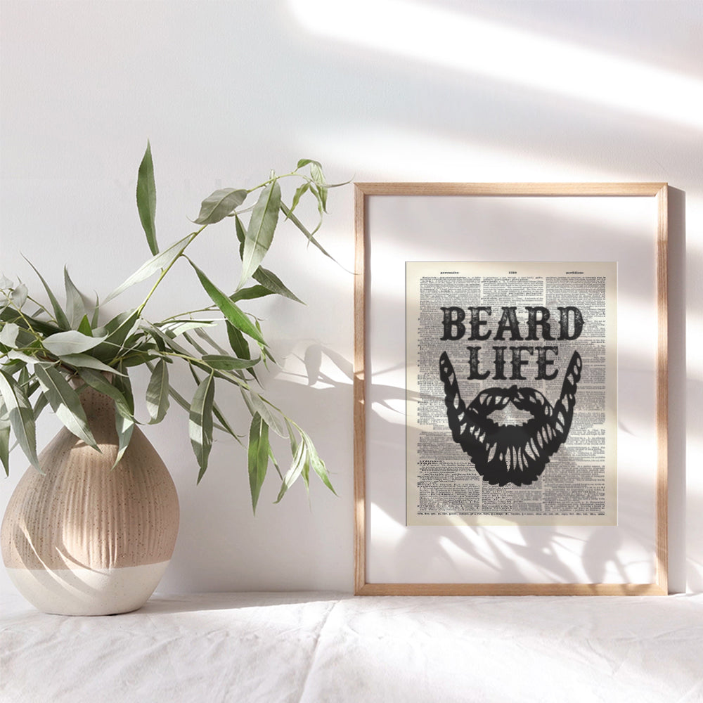 Beard Life Typography Bathroom Wall Art 8x10 Poster Print - Unique Home Decor, Decoration for Bath, Barber Shop, Salon, Man Cave - Gift for Men, Husband, Him, Barbers, Hair Stylists - Unframed Picture