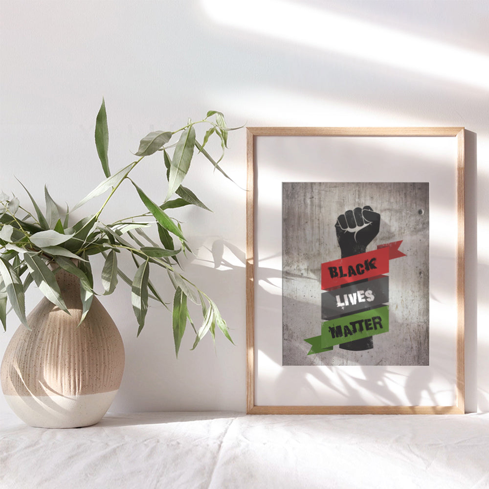 Black Lives Matter Sign Wall Art Poster - African American Civil Rights Urban Graffiti Decor in Afro American Flag Style - Black Pride Motivational Gift for Men, Women, Teens, Protest Movement Fans